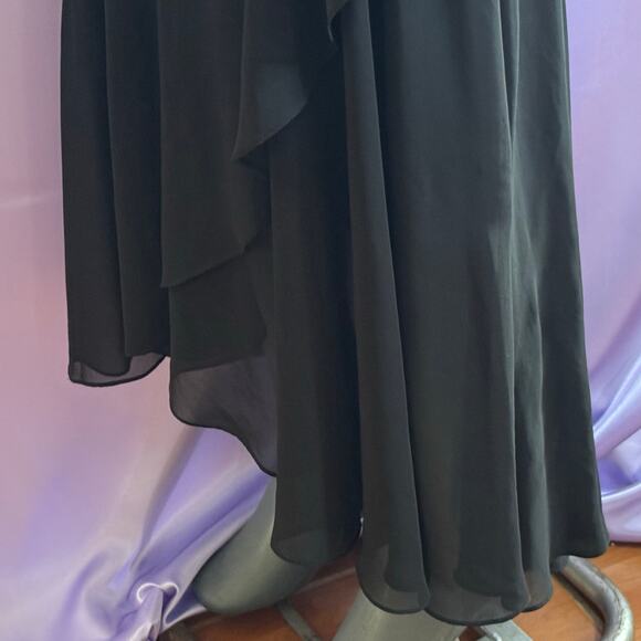 Vintage Alex Evenings Black Beaded Slip Y2K 90’s Dress Sz 8 Asymmetrical - Picture 6 of 15